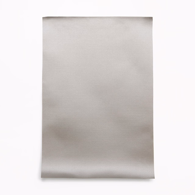 Pale silver-grey satin swatch with subtle horizontal texture and soft lustre