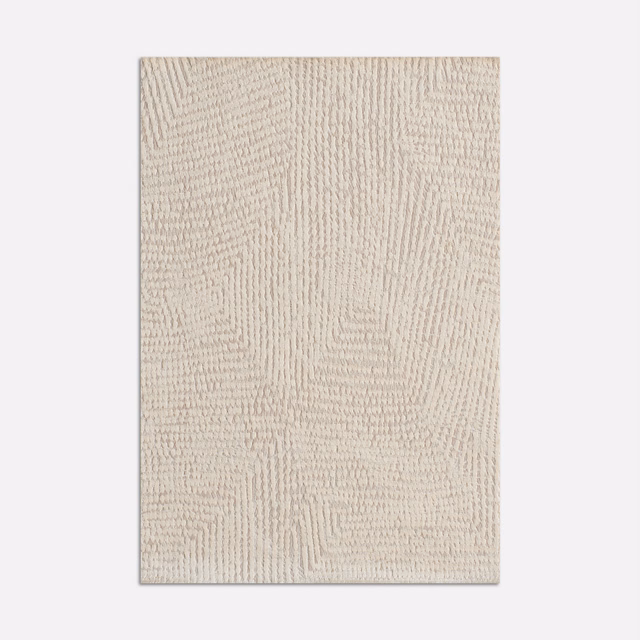 Pale ivory textile with a fine irregular vertical, softly rippled woven surface