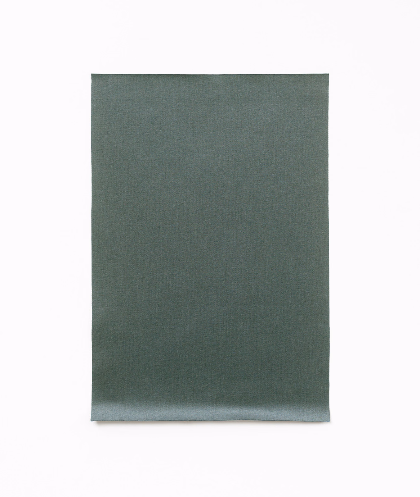 Muted algae-green satin with a fine weave and soft lower-edge sheen