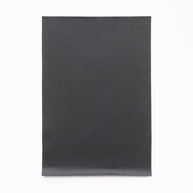 Deep anthracite satin swatch showing a fine plain weave and subtle lower-edge sheen