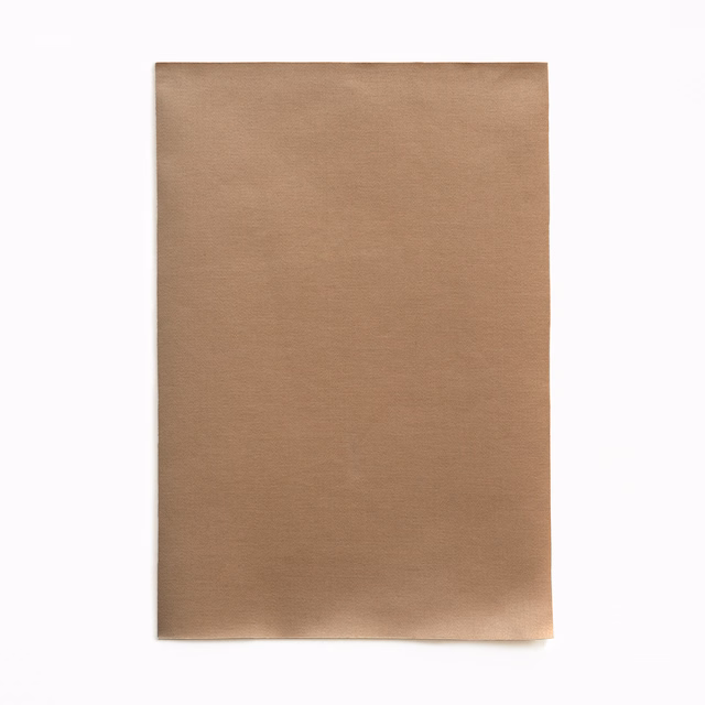 Warm taupe-brown satin swatch with fine horizontal texture and softly shaded sheen