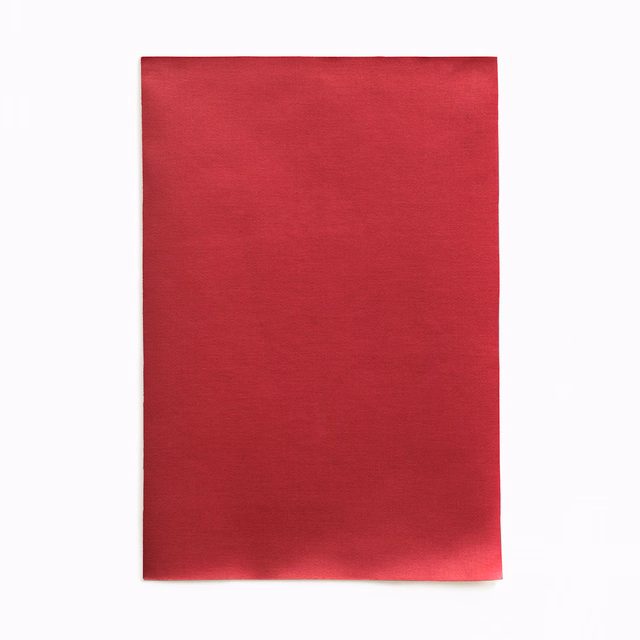 Deep bordeaux red satin swatch with subtle horizontal weave and soft reflective sheen