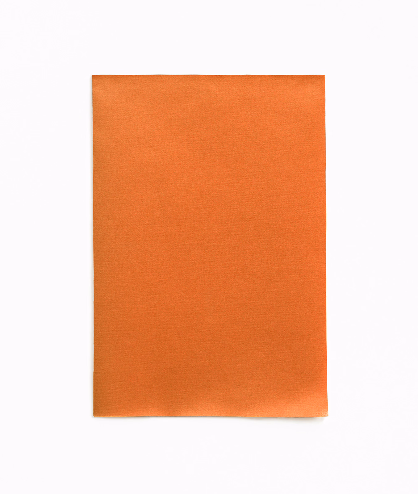 Clementine orange satin swatch with fine horizontal grain and soft reflective sheen