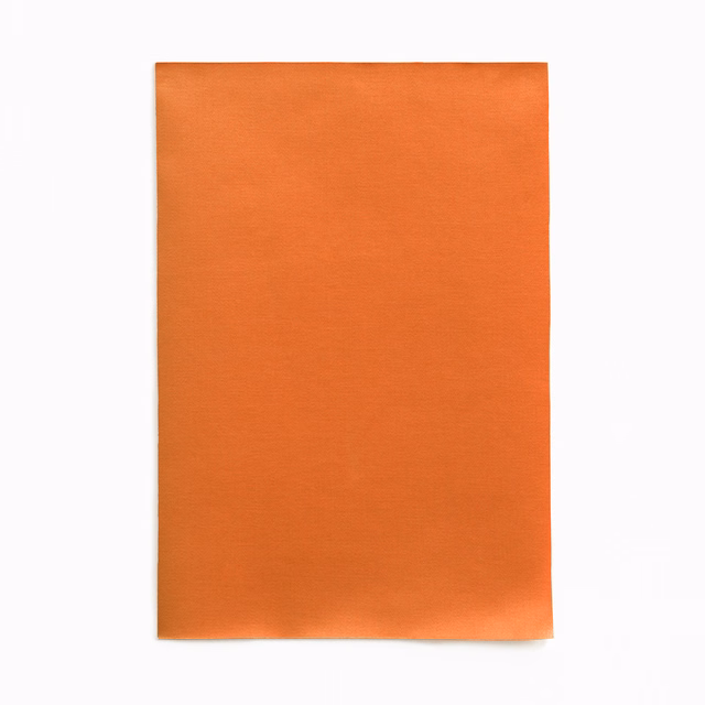 Clementine orange satin swatch with fine horizontal grain and soft reflective sheen