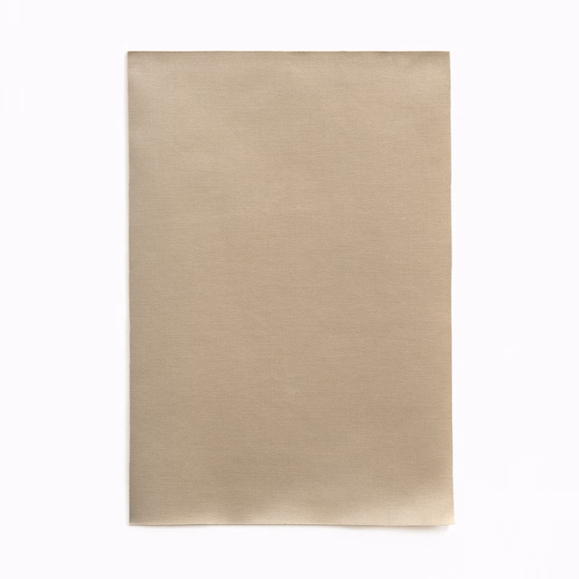 Warm taupe satin swatch with fine horizontal texture and a subtle directional sheen