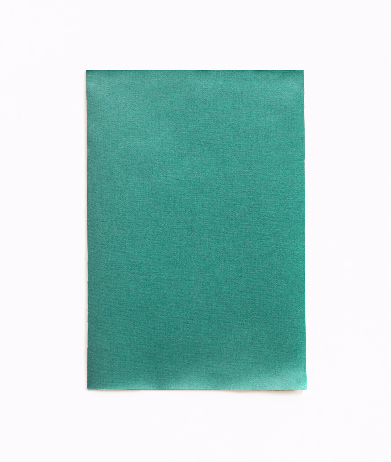 Saturated teal-green satin swatch with subtle horizontal texture and soft sheen