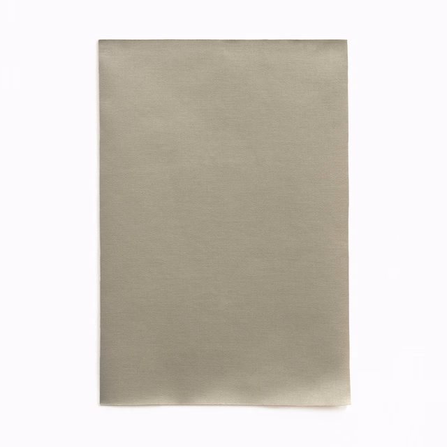 Muted taupe-grey satin swatch with a fine, softly reflective surface