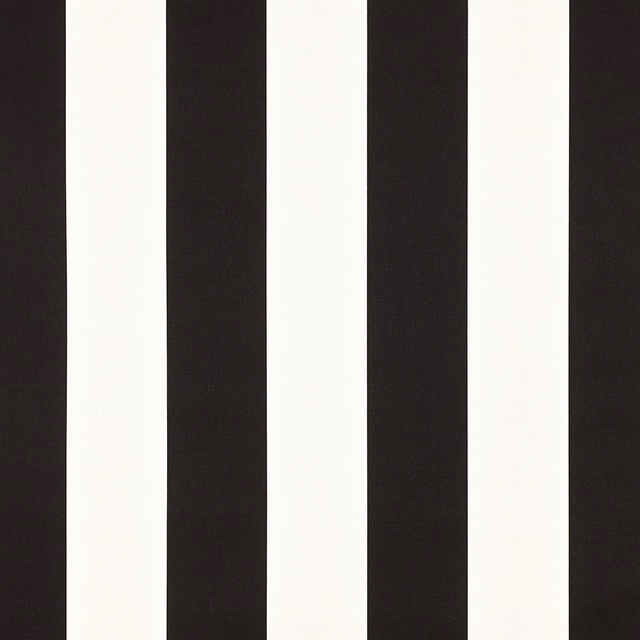 Wide black and white vertical stripes on a smooth satin-like fabric ground