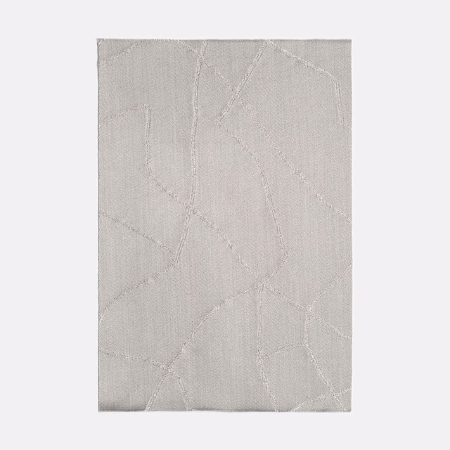 Pale silver-grey satin swatch with subtle raised, irregular linear pattern