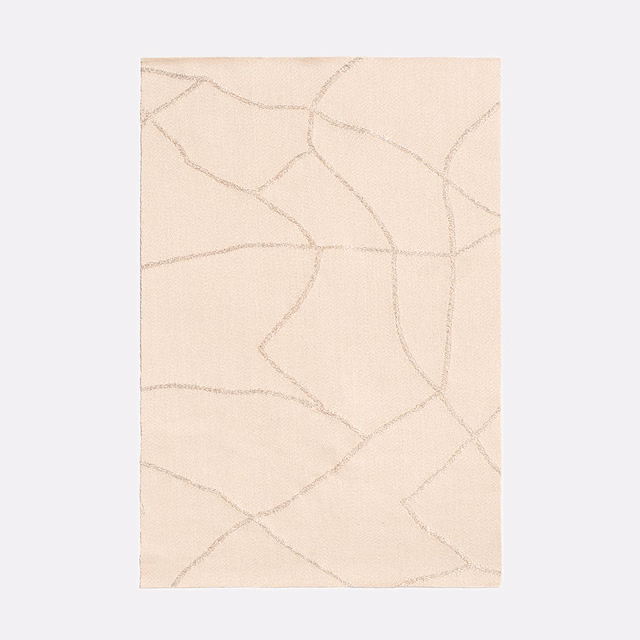 Pale ivory satin with fine taupe contour lines forming an abstract organic network