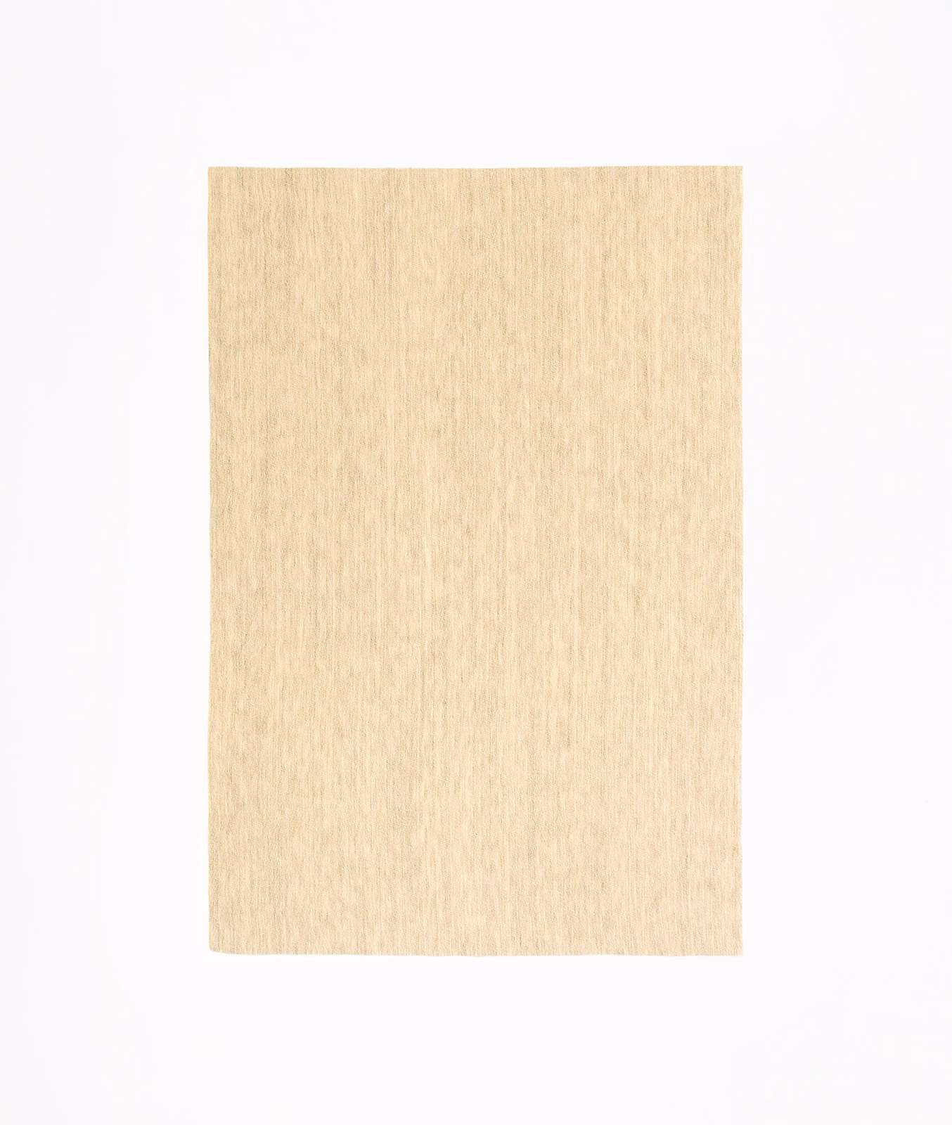 Pale sandy beige fabric swatch with fine vertical woven striations