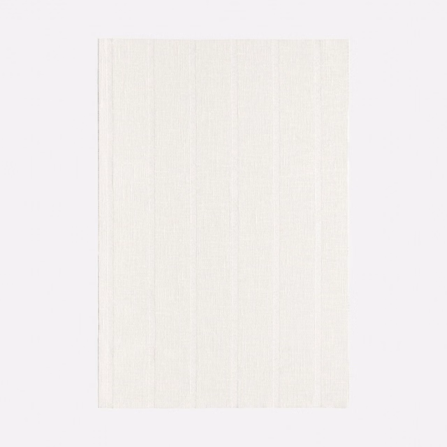 Warm ivory sheer swatch with fine vertical woven lines and translucent texture