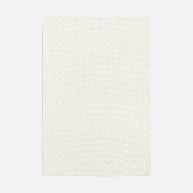 Soft ivory sheer with fine vertical weave and barely visible chevron texture