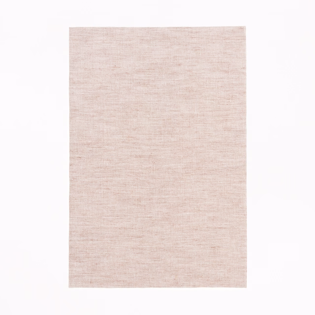 Pale blush-pink sheer swatch showing a fine, softly mottled horizontal weave