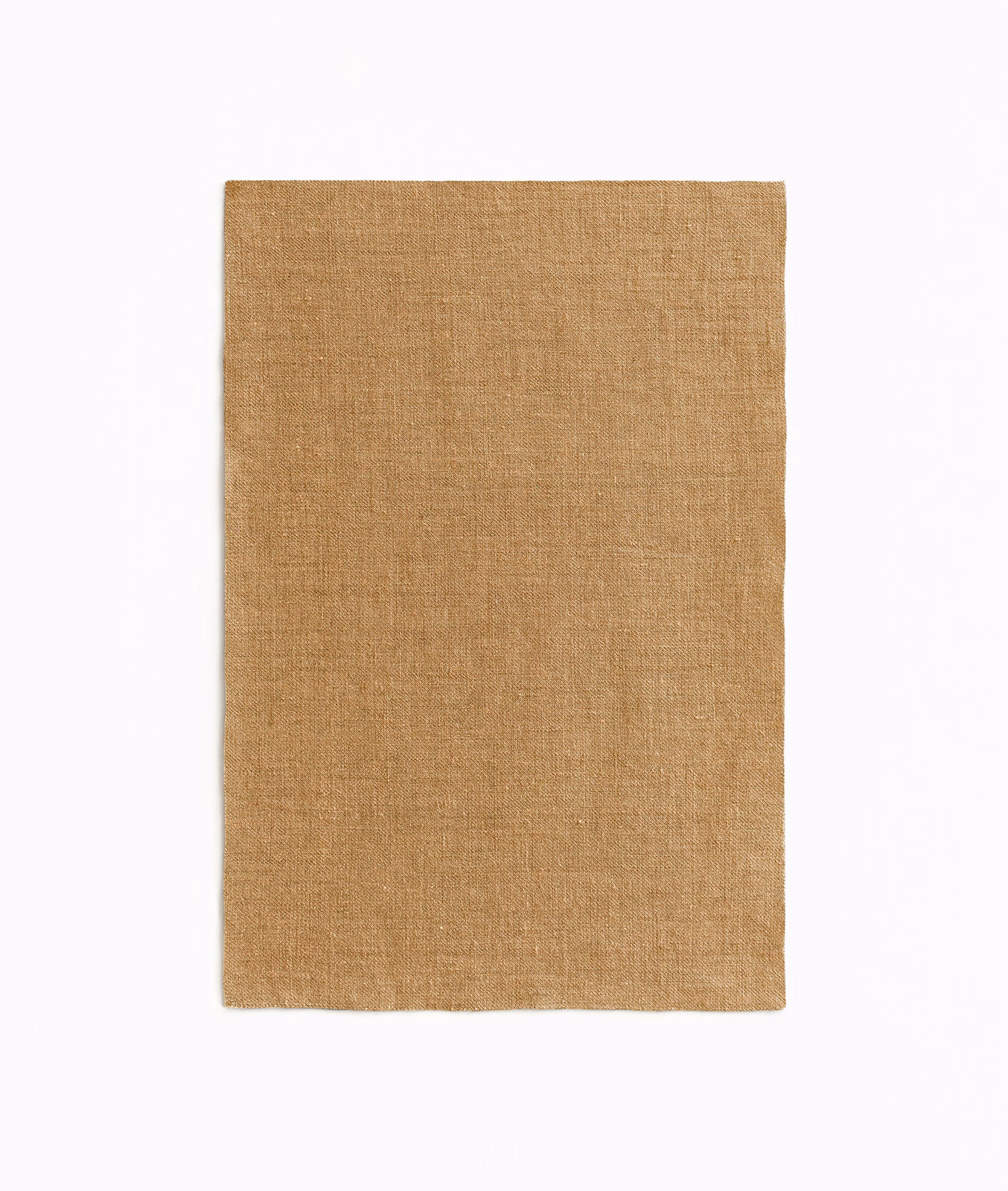 Warm ochre-tan sheer fabric with a fine, subtly irregular plain weave