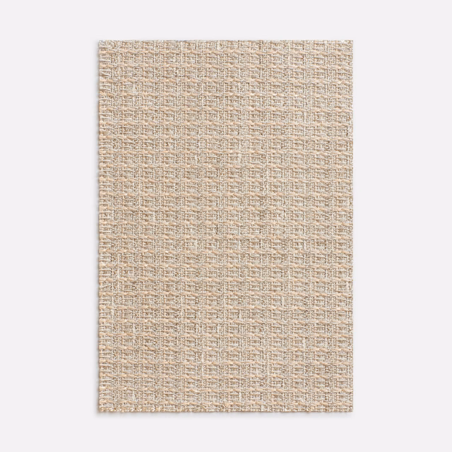 Warm natural beige sheer swatch with a fine irregular woven grid texture