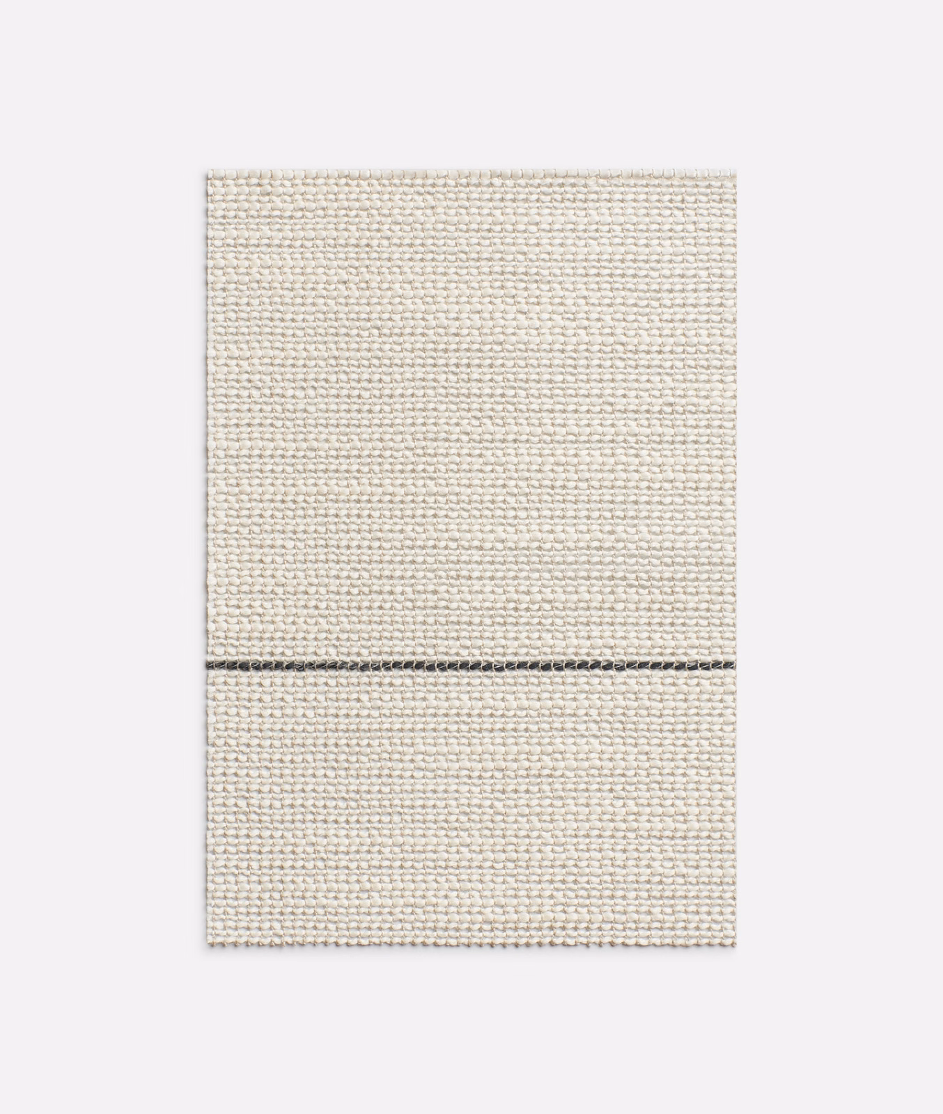 Pale ivory-grey woven swatch with a single charcoal horizontal stripe