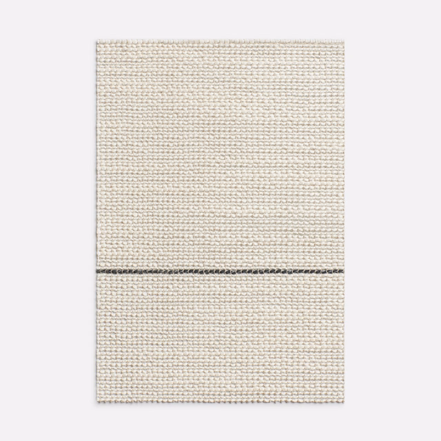 Pale ivory-grey woven swatch with a single charcoal horizontal stripe