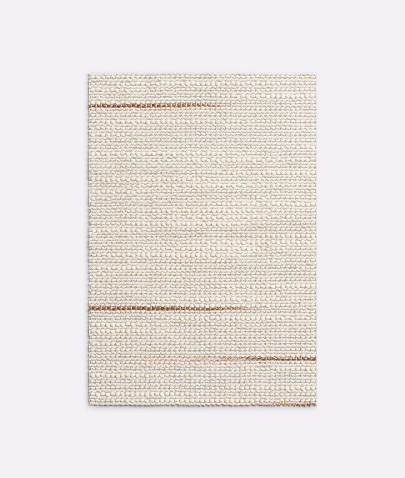 Warm ivory sheer weave with slim ochre horizontal lines and tactile texture
