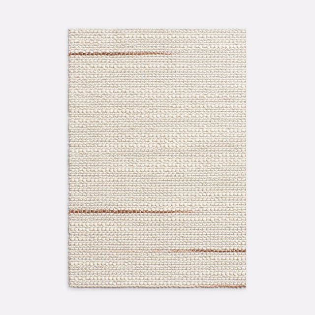 Warm ivory sheer weave with slim ochre horizontal lines and tactile texture
