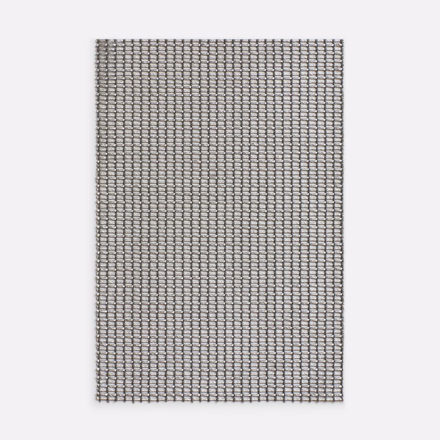 Cool dark-silver sheer with a fine, tightly spaced open grid weave