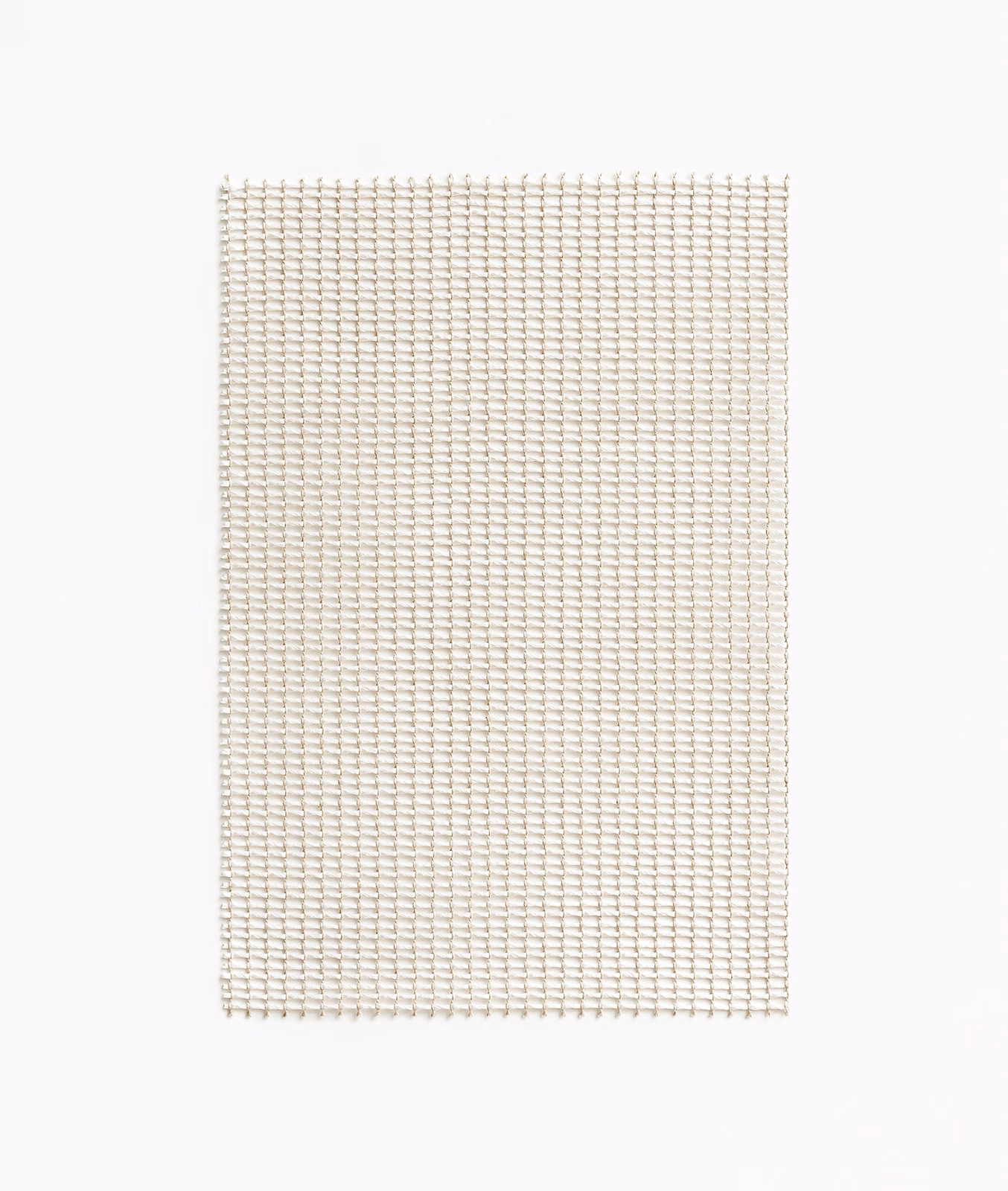 Ivory-cream sheer swatch with a fine, regular open woven grid