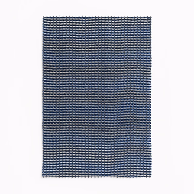Deep navy sheer fabric showing a fine, evenly spaced woven grid