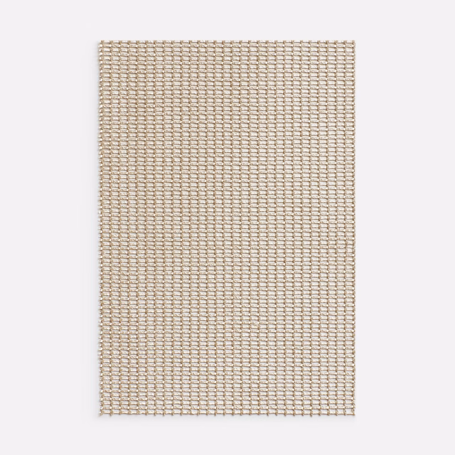 Warm sand and ivory open basket weave with a softly sheer appearance
