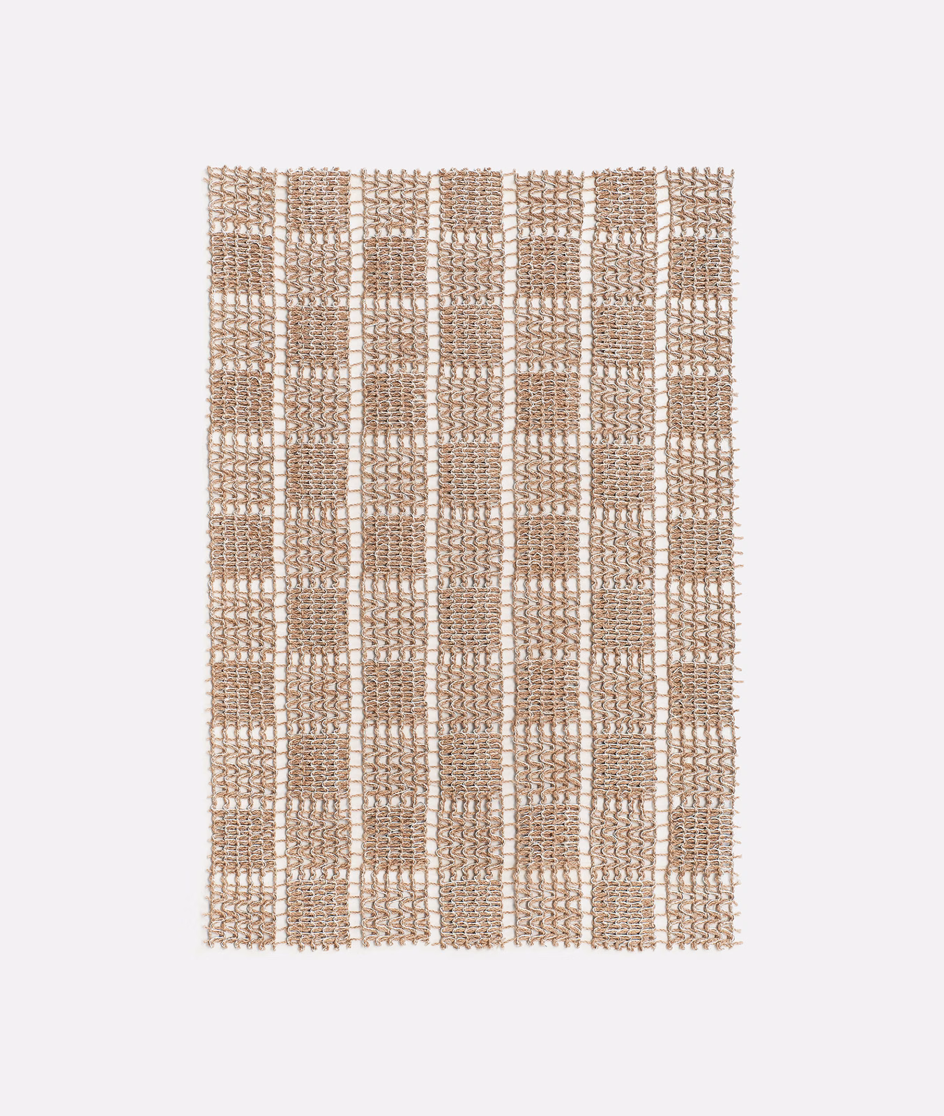 Warm taupe sheer weave with open checks and vertical textured stripes