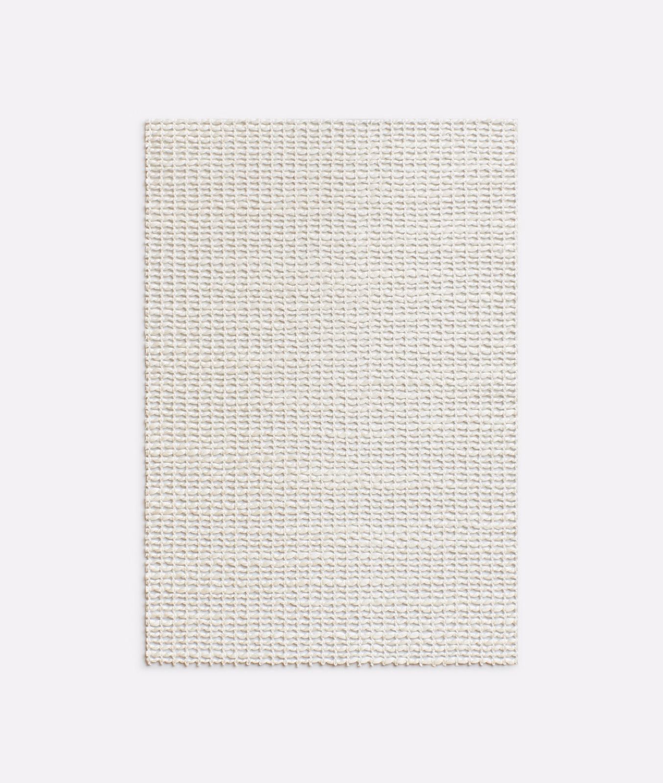 Ariel White swatch showing a fine ivory open weave with subtle horizontal texture