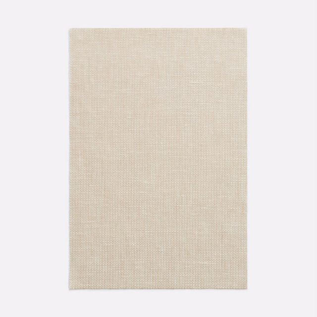 Warm ivory-beige sheer fabric swatch showing a fine, even woven grid texture
