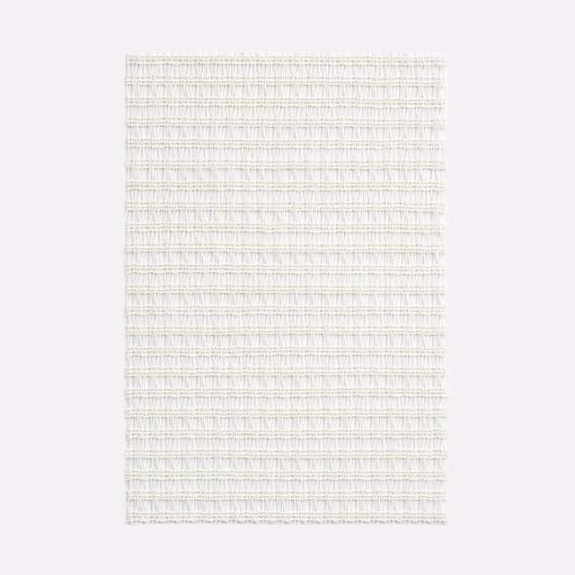 Pale ivory sheer swatch with fine horizontal ridges and delicate open vertical texture