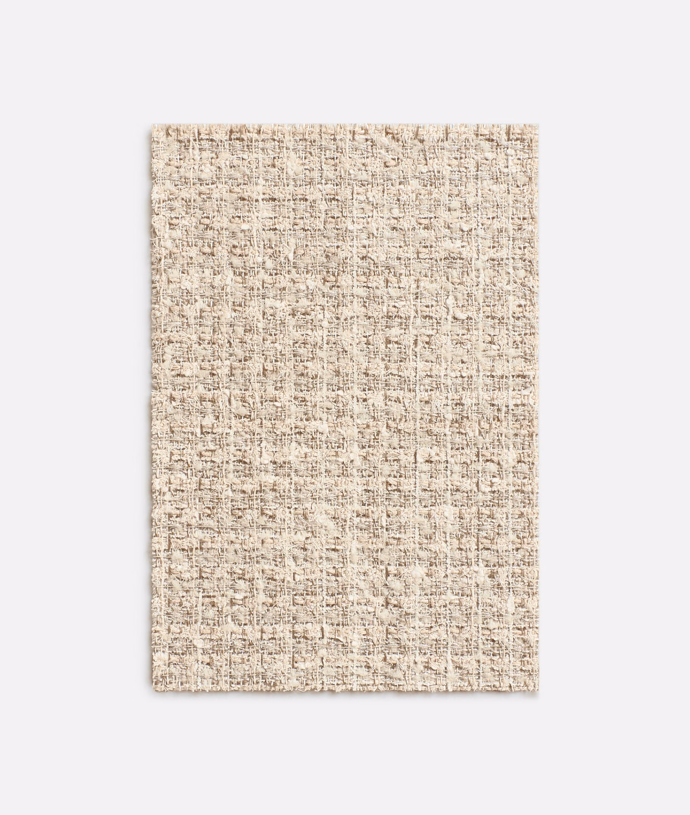 Warm ivory sheer weave with taupe flecks and irregular vertical texture
