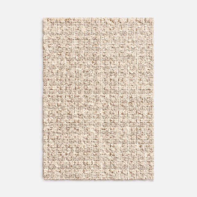 Warm ivory sheer weave with taupe flecks and irregular vertical texture
