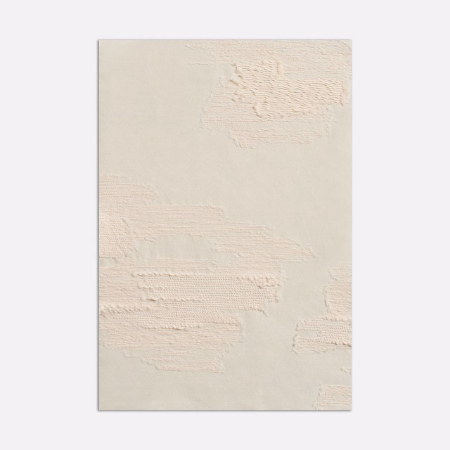 Ivory sheer textile with raised horizontal brushstroke bands and subtle woven texture