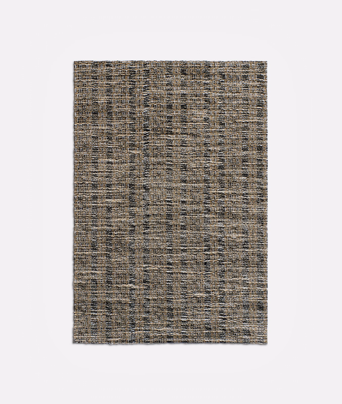 Taupe-grey sheer weave with charcoal flecks and irregular crosshatched texture