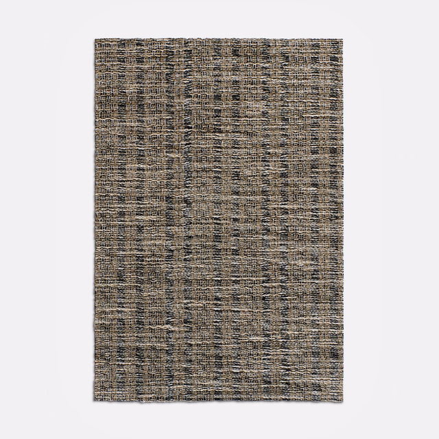 Taupe-grey sheer weave with charcoal flecks and irregular crosshatched texture