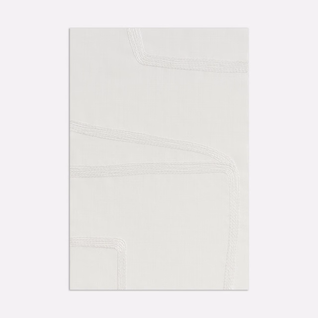 Pale ivory sheer textile with subtle curved stitched lines across its surface