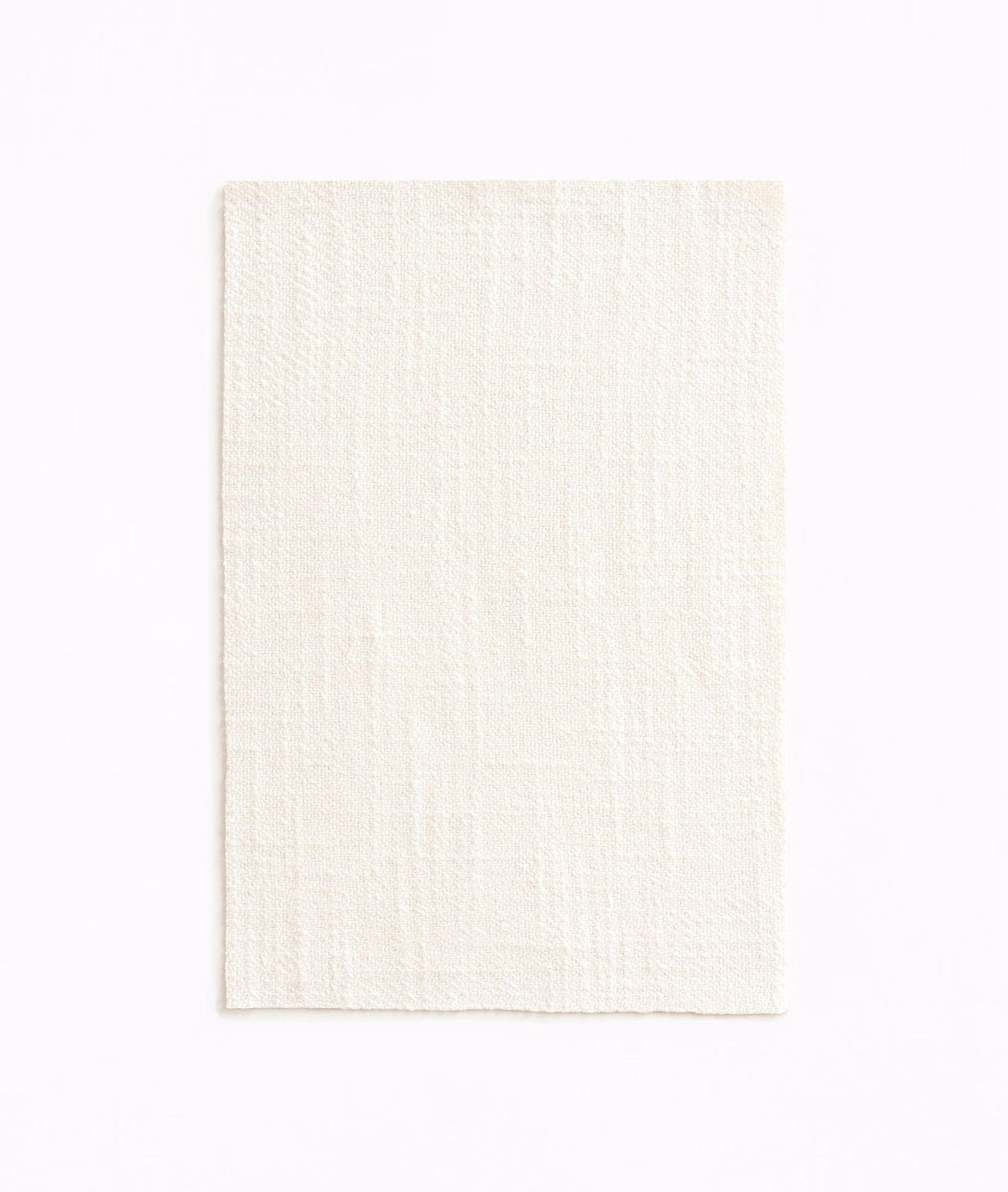 Ivory sheer fabric swatch with subtle vertical slub texture and softly woven surface