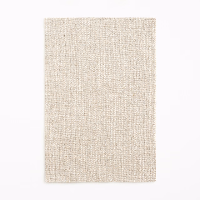 Warm ivory-beige sheer weave with subtle vertical slubs and softly flecked texture
