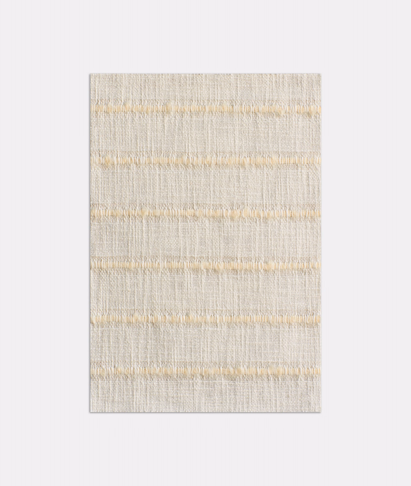 Pale magnolia sheer textile with slubby vertical texture and soft golden horizontal bands