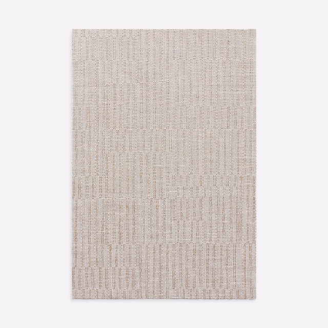 Pale natural beige sheer with fine vertical ladder-like woven texture
