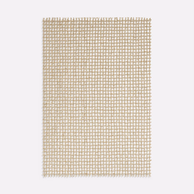 Warm golden-beige sheer fabric with a fine open grid weave