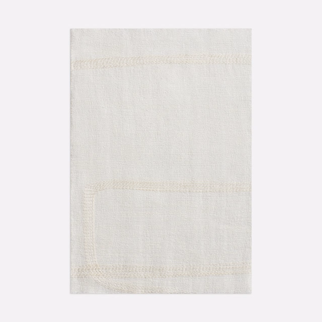 Luminous ivory sheer with fine weave and subtle horizontal woven bands