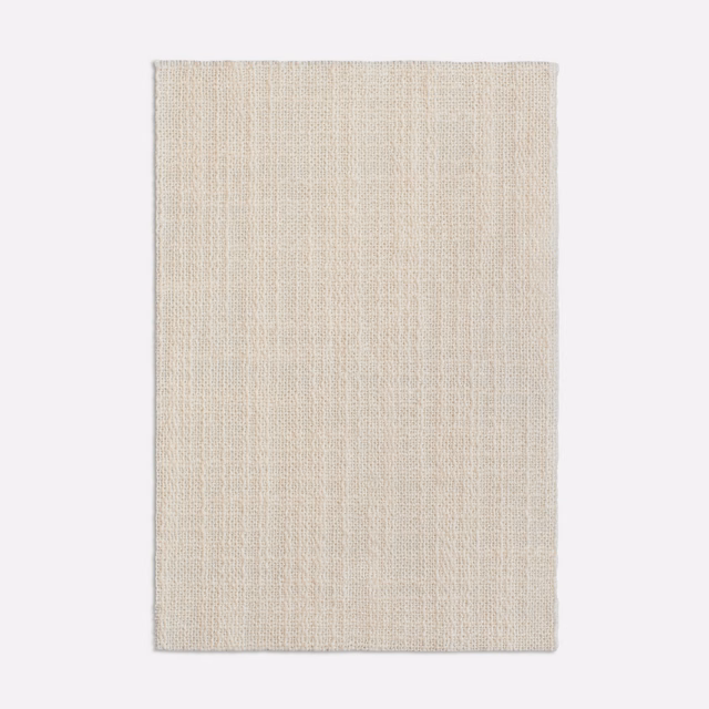 Pale ivory sheer fabric swatch with a fine vertical woven texture