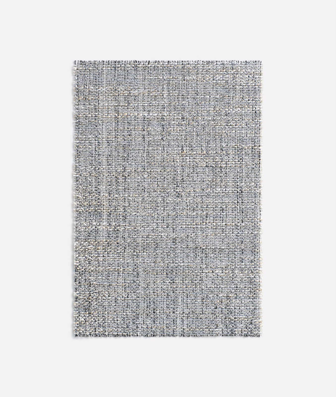 Cool silver-grey woven swatch with fine peppered texture and subtle light-catching depth