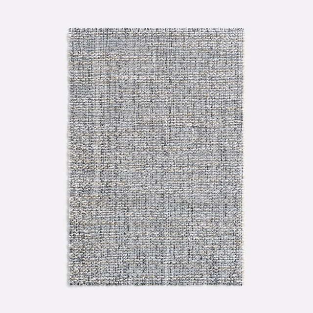 Cool silver-grey woven swatch with fine peppered texture and subtle light-catching depth