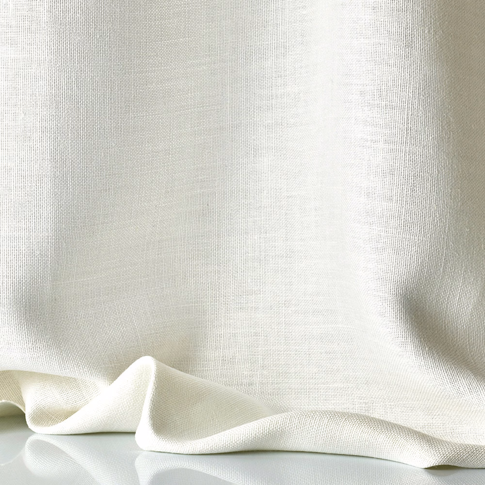 Warm ivory sheer fabric with fine crosshatch weave and soft draped folds