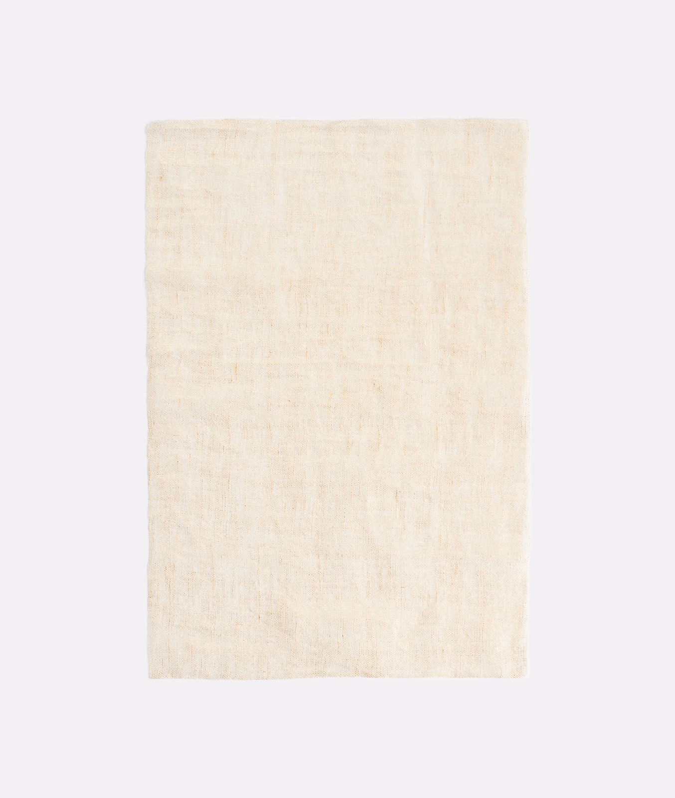 Warm ivory sheer swatch with faint vertical slubs and a softly crosshatched weave