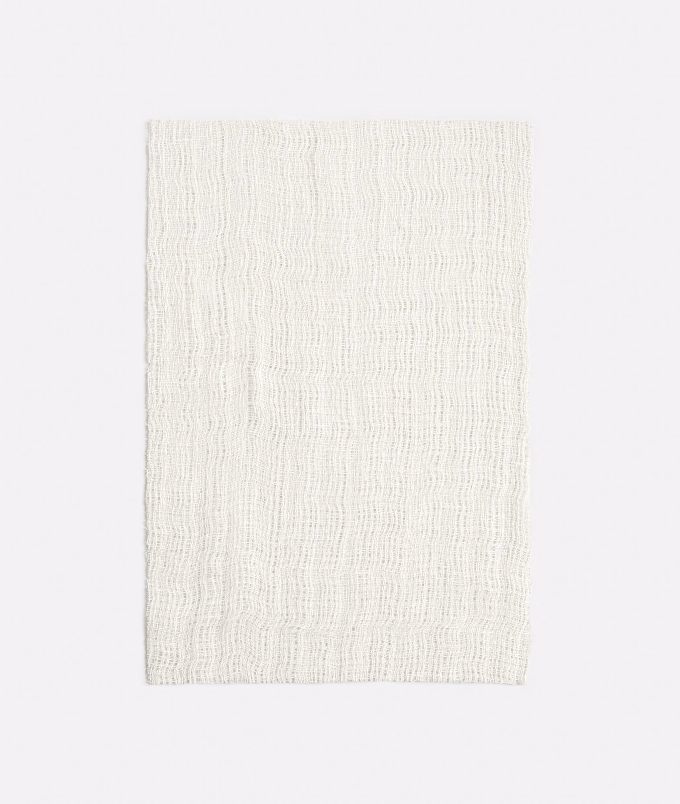 Ivory sheer swatch with fine irregular vertical waves and a lightly textured open weave